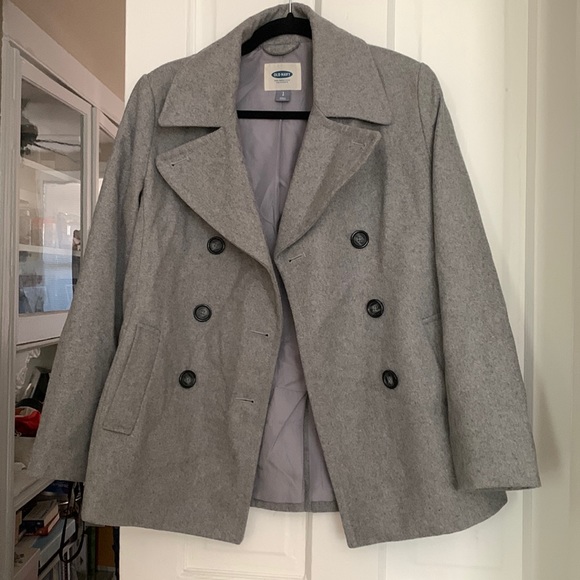 Old Navy light gray pea coat. Size small - Picture 1 of 2